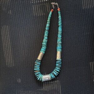 Turquoise and Silver Beaded Necklace